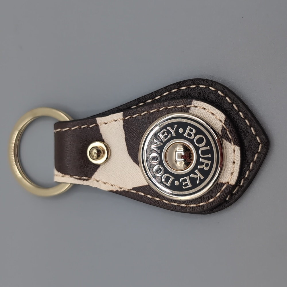 Dooney and Bourke| NWOT Vintage Brown and Cream Cow Design Key Fob Keychain
